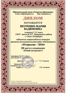 2015-2016 Петренко Мария 3а